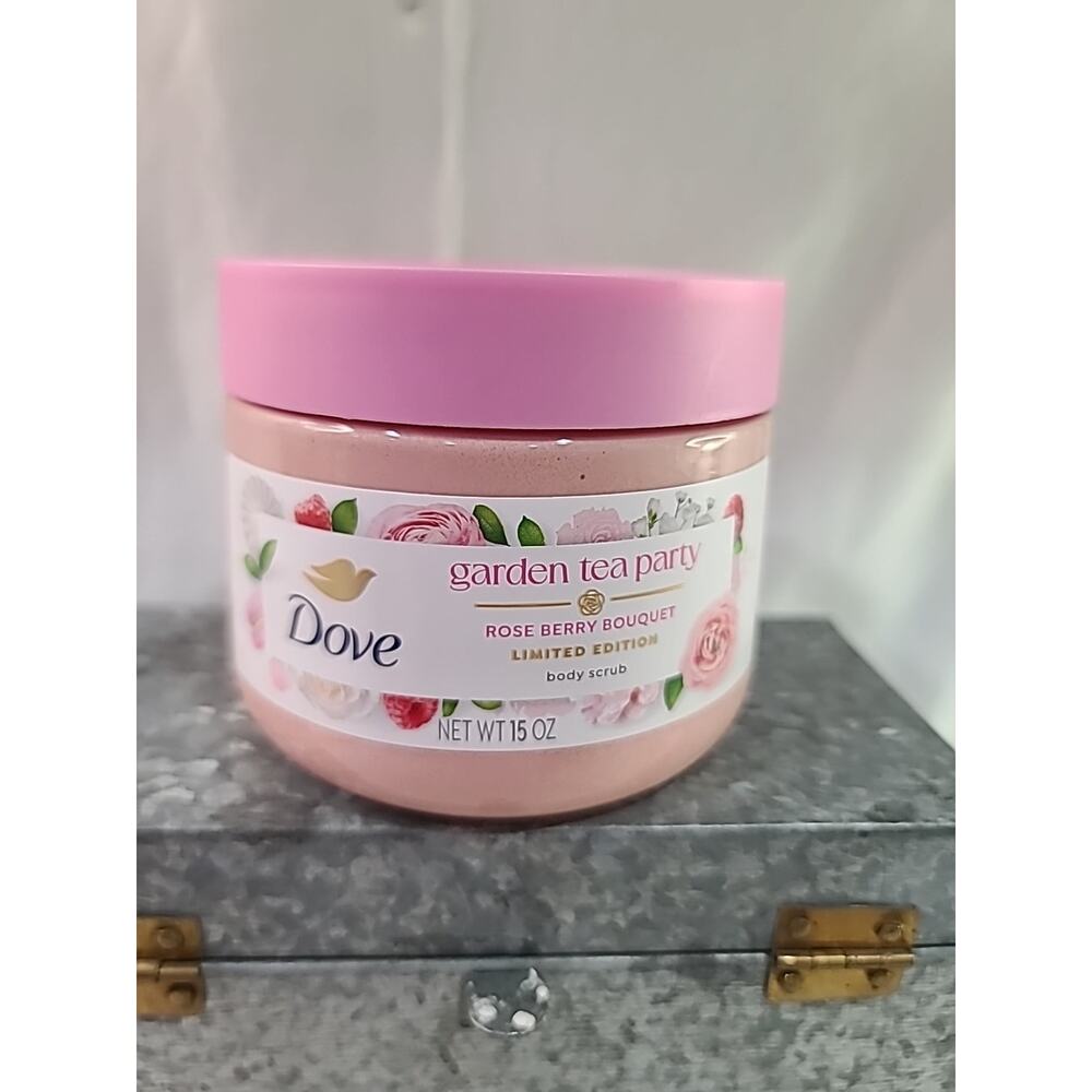LIMITED EDITION Dove Garden Tea Party Body Scrub Rose Berry Bouquet Exfoliate